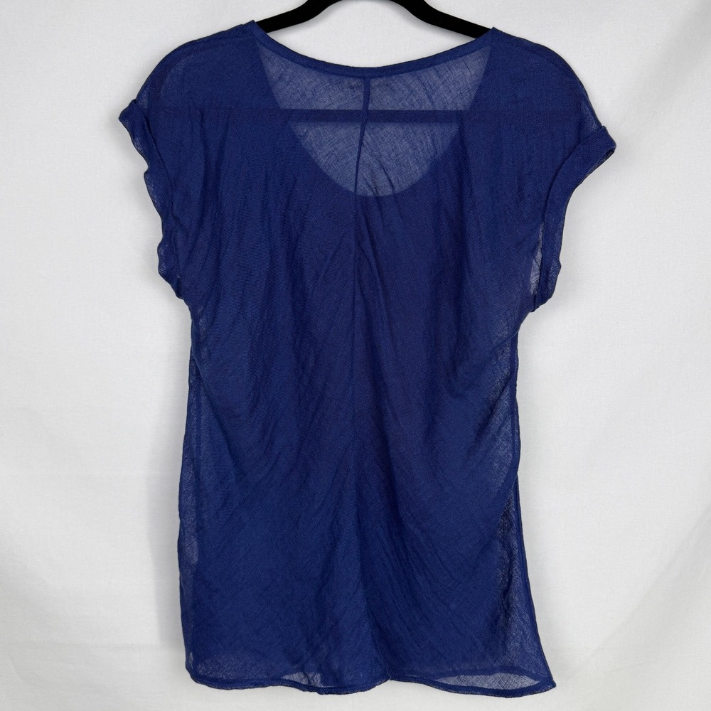 Eileen Fisher 100% Linen Scoop Neck Short Sleeve Top Coastal Minimalist Size L - Picture 3 of 8